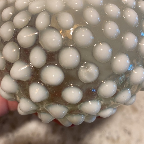VINTAGE, FENTON, HOBNAIL, WHITE OPALESCENT, GLASS COLOGNE BOTTLE, W/STOPPER. G12